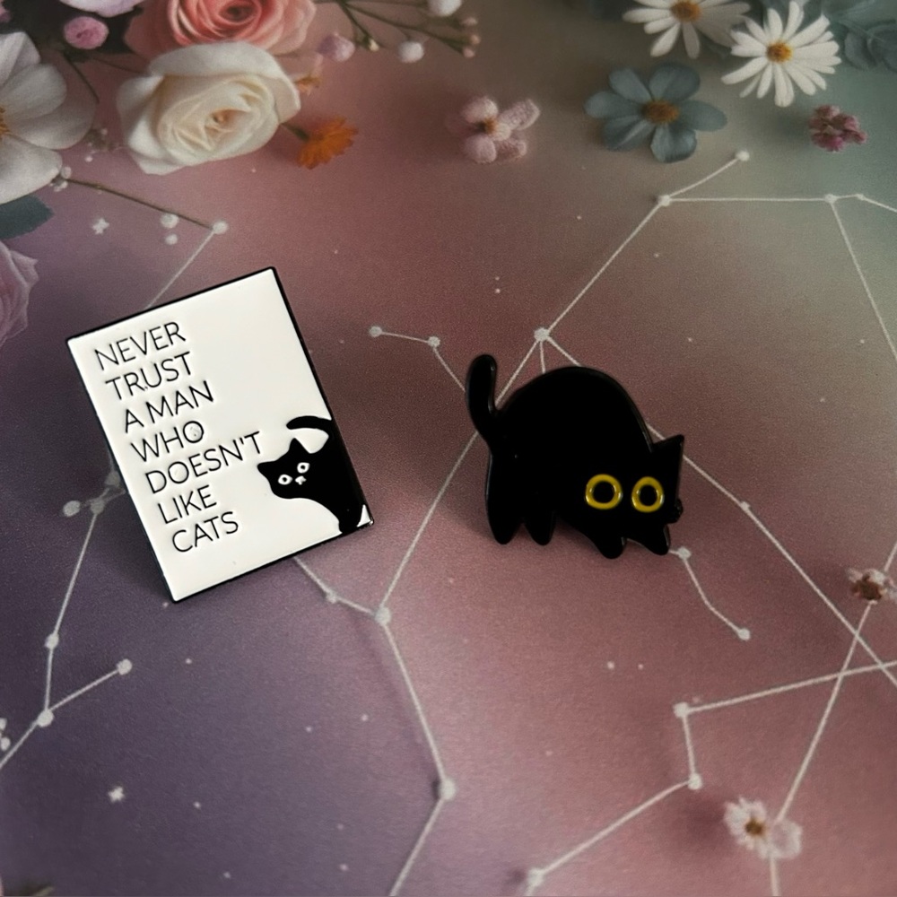 Black Cat Enamel Pin Set for @littlebunylady